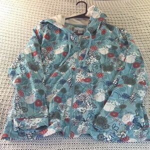 Christopher & Banks Turquoise multicolored floral hooded jacket
